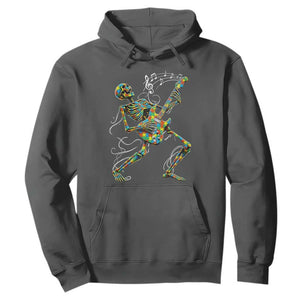 Autism Acceptance Rock Guitar Skeleton Hoodie Music Lover