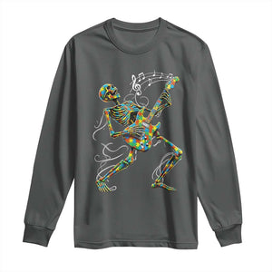 Autism Acceptance Rock Guitar Skeleton Long Sleeve Shirt Music Lover