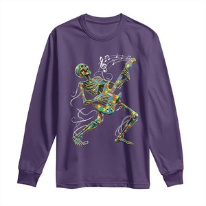 Autism Acceptance Rock Guitar Skeleton Long Sleeve Shirt Music Lover