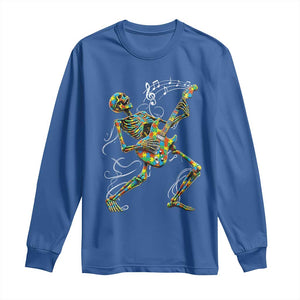Autism Acceptance Rock Guitar Skeleton Long Sleeve Shirt Music Lover