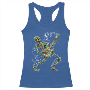 Autism Acceptance Rock Guitar Skeleton Racerback Tank Top Music Lover