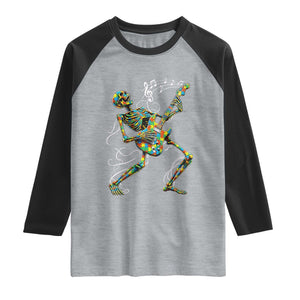 Autism Acceptance Rock Guitar Skeleton Raglan Shirt Music Lover
