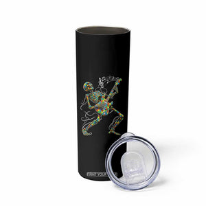 Autism Acceptance Rock Guitar Skeleton Skinny Tumbler Music Lover
