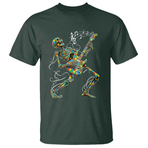 Autism Acceptance Rock Guitar Skeleton T Shirt Music Lover