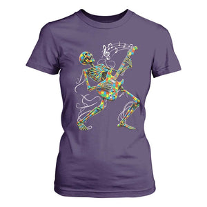 Autism Acceptance Rock Guitar Skeleton T Shirt For Women Music Lover