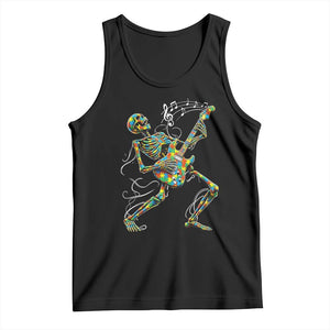 Autism Acceptance Rock Guitar Skeleton Tank Top Music Lover