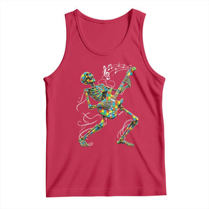Autism Acceptance Rock Guitar Skeleton Tank Top Music Lover