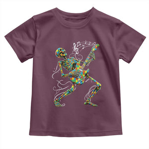 Autism Acceptance Rock Guitar Skeleton Toddler T Shirt Music Lover