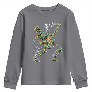Autism Acceptance Rock Guitar Skeleton Youth Sweatshirt Music Lover