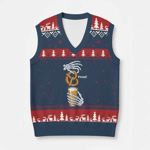 Prost Beer Lover Skeleton Hands German Festival Graphic V-Neck Knit Sweater Vest
