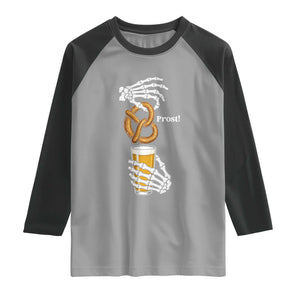 Prost Beer Lover Skeleton Hands German Festival Graphic Raglan Shirt
