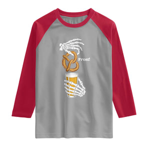 Prost Beer Lover Skeleton Hands German Festival Graphic Raglan Shirt