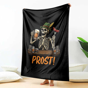 Funny Skeleton Oktoberfest Throw Blanket Prost Beer Lover Bavarian Gift