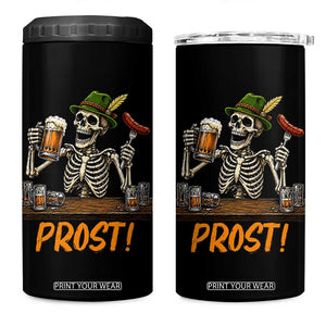 Funny Skeleton Oktoberfest 4 in 1 Can Cooler Tumbler Prost Beer Lover Bavarian Gift