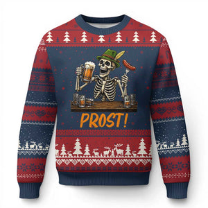 Funny Skeleton Oktoberfest Ugly Christmas Sweater Prost Beer Lover Bavarian Gift