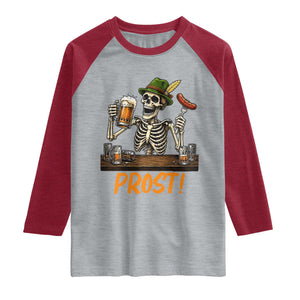 Funny Skeleton Oktoberfest Raglan Shirt Prost Beer Lover Bavarian Gift