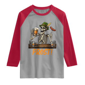Funny Skeleton Oktoberfest Raglan Shirt Prost Beer Lover Bavarian Gift