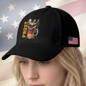Funny Skeleton Oktoberfest Baseball Cap Spooky Prost German Beer Drinker Graphic