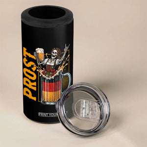Funny Skeleton Oktoberfest 4 in 1 Can Cooler Tumbler Spooky Prost German Beer Drinker Graphic