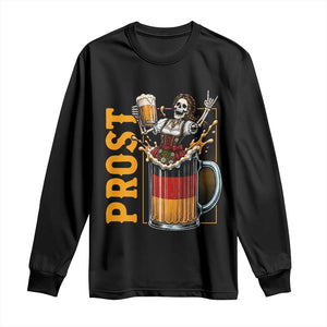 Funny Skeleton Oktoberfest Long Sleeve Shirt Spooky Prost German Beer Drinker Graphic