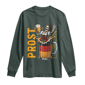 Funny Skeleton Oktoberfest Long Sleeve Shirt Spooky Prost German Beer Drinker Graphic