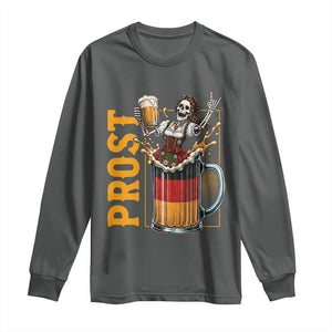 Funny Skeleton Oktoberfest Long Sleeve Shirt Spooky Prost German Beer Drinker Graphic