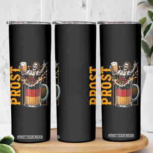 Funny Skeleton Oktoberfest Skinny Tumbler Spooky Prost German Beer Drinker Graphic