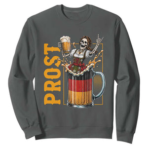 Funny Skeleton Oktoberfest Sweatshirt Spooky Prost German Beer Drinker Graphic