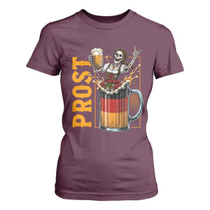 Funny Skeleton Oktoberfest T Shirt For Women Spooky Prost German Beer Drinker Graphic
