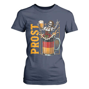 Funny Skeleton Oktoberfest T Shirt For Women Spooky Prost German Beer Drinker Graphic