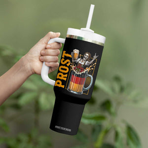 Funny Skeleton Oktoberfest Tumbler With Handle Spooky Prost German Beer Drinker Graphic