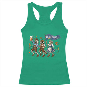 Funny Opossum Raccoon Frog Oktoberfest Beer Graphic Racerback Tank Top Spooky Drinking Team