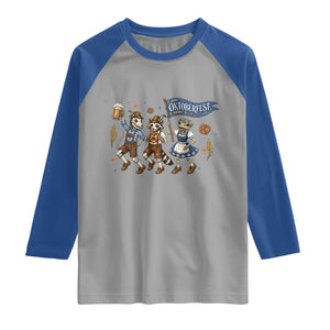 Funny Opossum Raccoon Frog Oktoberfest Beer Graphic Raglan Shirt Spooky Drinking Team