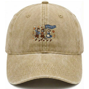 Funny Opossum Raccoon Frog Oktoberfest Beer Graphic Washed Cotton Baseball Cap Spooky Drinking Team