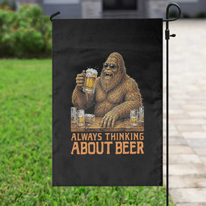 Funny Bigfoot Always Thinking About Beer Garden Flag Beer Drinker Gift