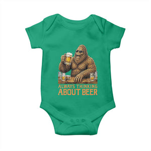 Funny Bigfoot Always Thinking About Beer Baby Onesie Beer Drinker Gift