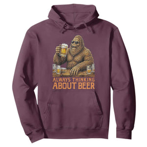 Funny Bigfoot Always Thinking About Beer Hoodie Beer Drinker Gift
