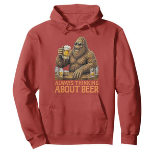 Funny Bigfoot Always Thinking About Beer Hoodie Beer Drinker Gift
