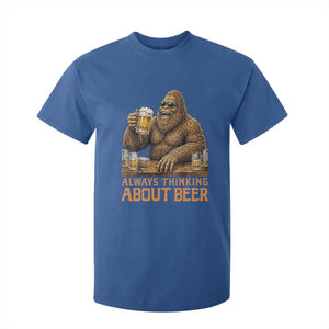Funny Bigfoot Always Thinking About Beer T Shirt For Kid Beer Drinker Gift