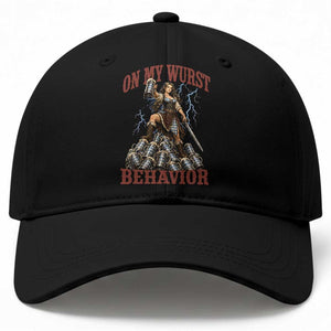Bavarian Warrior Woman Drinking Beer Oktoberfest Graphic Baseball Cap On My Wurst Behavior