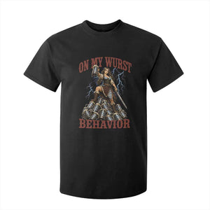 Bavarian Warrior Woman Drinking Beer Oktoberfest Graphic T Shirt For Kid On My Wurst Behavior