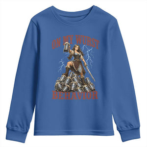 Bavarian Warrior Woman Drinking Beer Oktoberfest Graphic Youth Sweatshirt On My Wurst Behavior