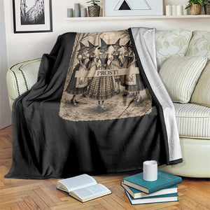 Skeleton Witches Coven Oktoberfest Throw Blanket German Dirndl Spooky Beer Festival Gift