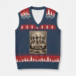 Skeleton Witches Coven Oktoberfest V-Neck Knit Sweater Vest German Dirndl Spooky Beer Festival Gift