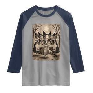 Skeleton Witches Coven Oktoberfest Raglan Shirt German Dirndl Spooky Beer Festival Gift