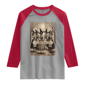 Skeleton Witches Coven Oktoberfest Raglan Shirt German Dirndl Spooky Beer Festival Gift