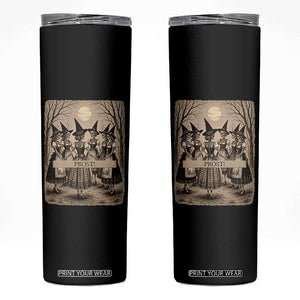 Skeleton Witches Coven Oktoberfest Skinny Tumbler German Dirndl Spooky Beer Festival Gift