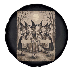 Skeleton Witches Coven Oktoberfest Spare Tire Cover German Dirndl Spooky Beer Festival Gift