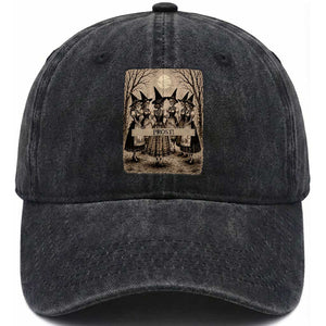 Skeleton Witches Coven Oktoberfest Washed Cotton Baseball Cap German Dirndl Spooky Beer Festival Gift