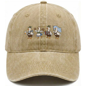 Silly Goose Oktoberfest Washed Cotton Baseball Cap Cute Bavarian Beer Festival Animal Humor